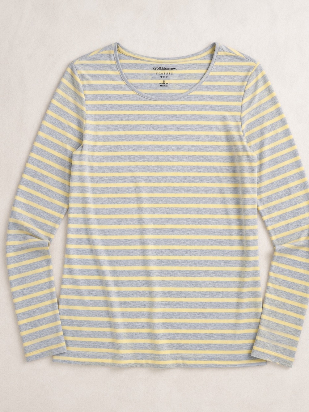 croft & barrow Gray and Yellow Striped Classic Tee